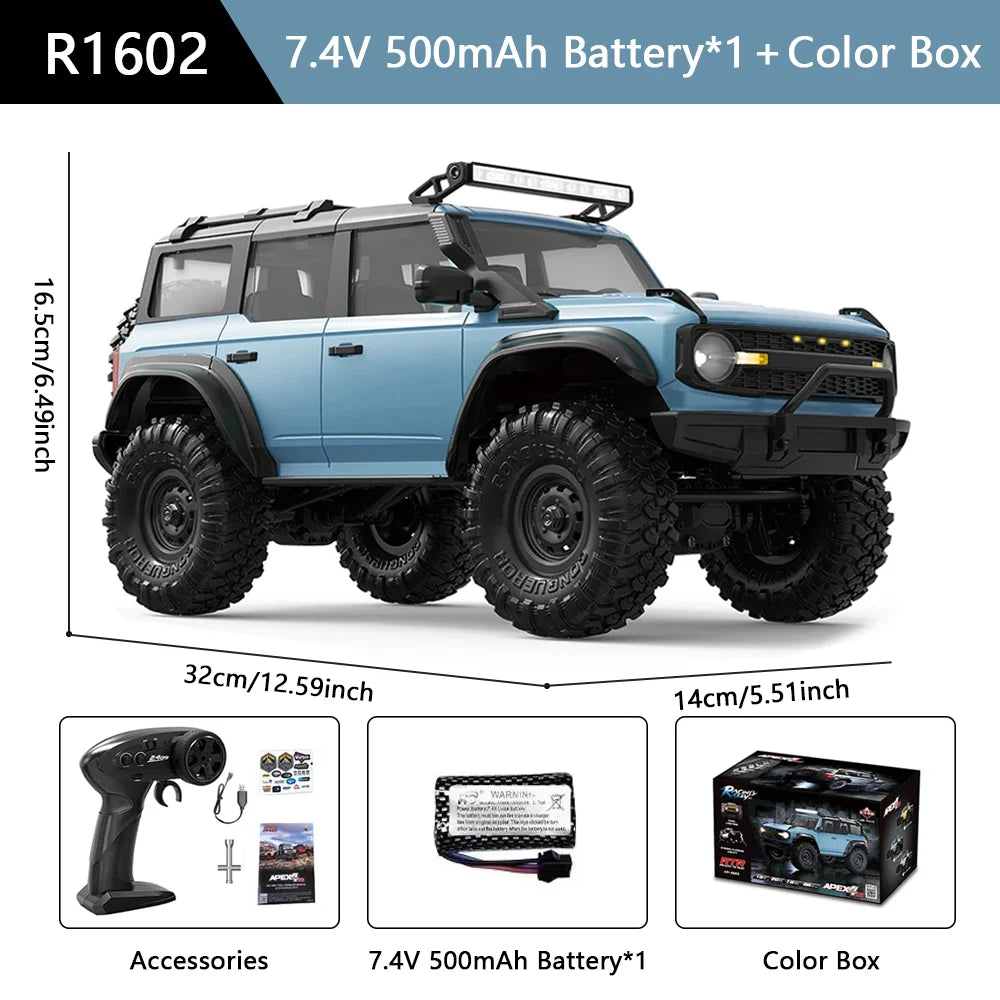 سيارة HB R1601 RC بمقياس 1:16، 2.4 جيجاهرتز، دفع رباعي، سيارات تحكم عن بعد، شاحنات زاحفة LED، نموذج مركبة تسلق، ألعاب للأطفال والكبار