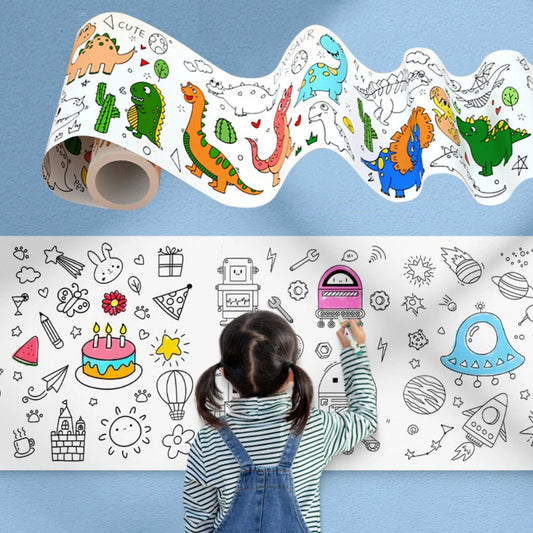 رول تلوين ضخم للأطفال – عالم من الإبداع والمرح على الجدران! 🎨🦕🖍️