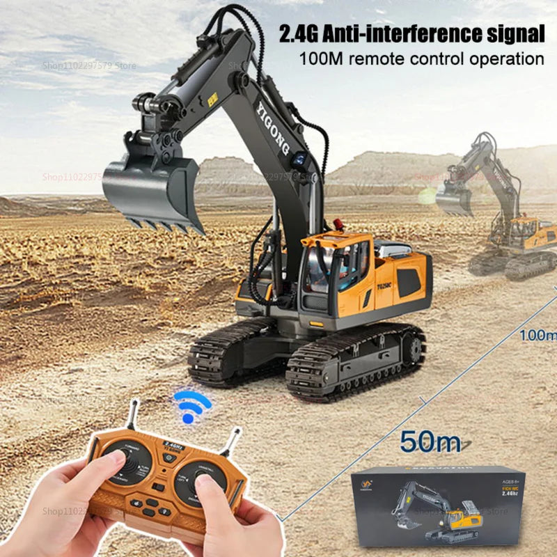 ألعاب سيارات RC للأطفال 2.4 جيجا هرتز مع جهاز تحكم عن بعد، شاحنة قلابة، جرافة، هدية كهربائية للأطفال، مركبة سباق للأولاد والبنات من سن 6 سنوات فما فوق