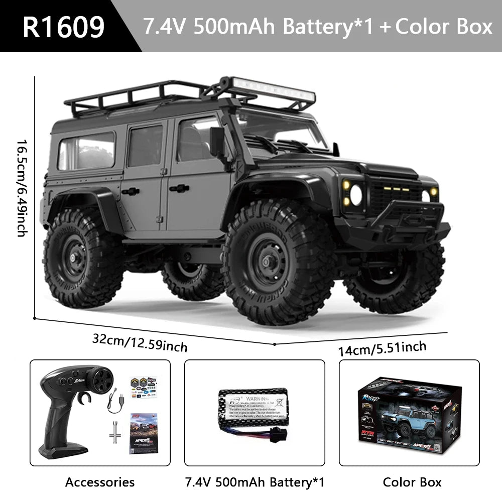 سيارة HB R1601 RC بمقياس 1:16، 2.4 جيجاهرتز، دفع رباعي، سيارات تحكم عن بعد، شاحنات زاحفة LED، نموذج مركبة تسلق، ألعاب للأطفال والكبار