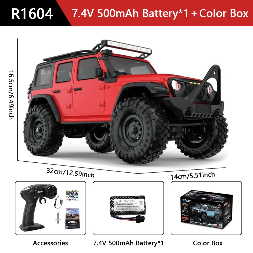 سيارة HB R1601 RC بمقياس 1:16، 2.4 جيجاهرتز، دفع رباعي، سيارات تحكم عن بعد، شاحنات زاحفة LED، نموذج مركبة تسلق، ألعاب للأطفال والكبار