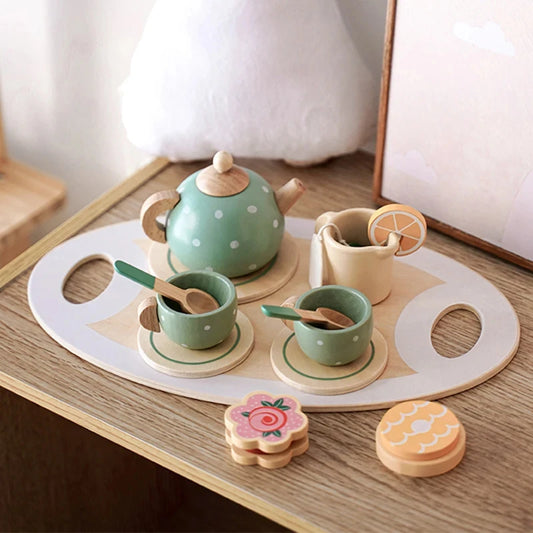 لعبة طقم شاي خشبي للأطفال – لتعزيز التفاعل والخيال 👧☕