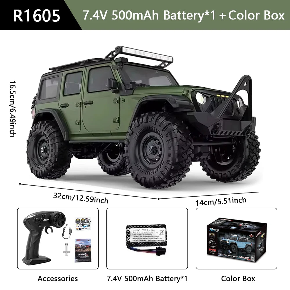 سيارة HB R1601 RC بمقياس 1:16، 2.4 جيجاهرتز، دفع رباعي، سيارات تحكم عن بعد، شاحنات زاحفة LED، نموذج مركبة تسلق، ألعاب للأطفال والكبار