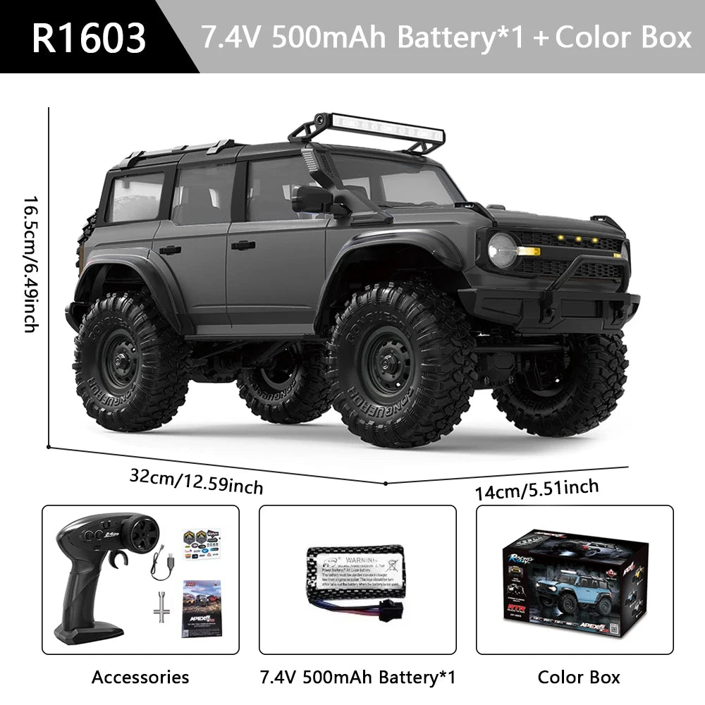 سيارة HB R1601 RC بمقياس 1:16، 2.4 جيجاهرتز، دفع رباعي، سيارات تحكم عن بعد، شاحنات زاحفة LED، نموذج مركبة تسلق، ألعاب للأطفال والكبار